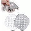 Pack of 2 Silicone Drain Strainer, Shower Hair Catcher, Bathtub Drain Cover, Drain Strainer for Bathroom Bathtub and Kitchen (1 Grey 1 White