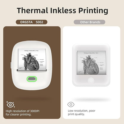 ORGSTA S002 Label Printer Self-Adhesive Labelling Device Bluetooth 300 DPI Labelling Machines Labelling Device Label Printer Sticker Maker